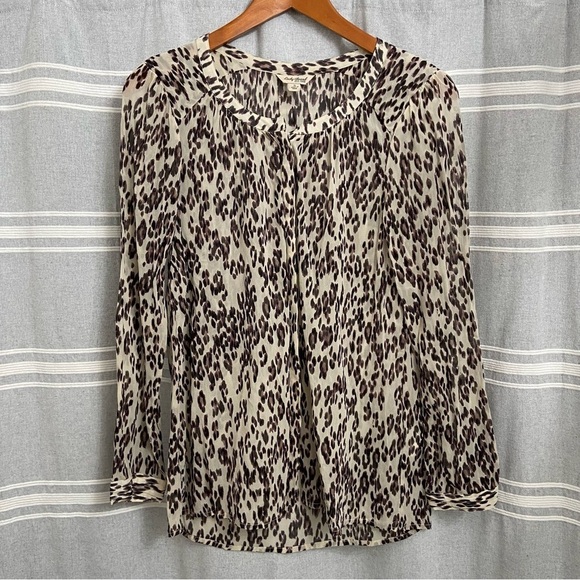 LUCKY BRAND / Leopard Print Long Sleeve Button Down Blouse Size S - Picture 1 of 12